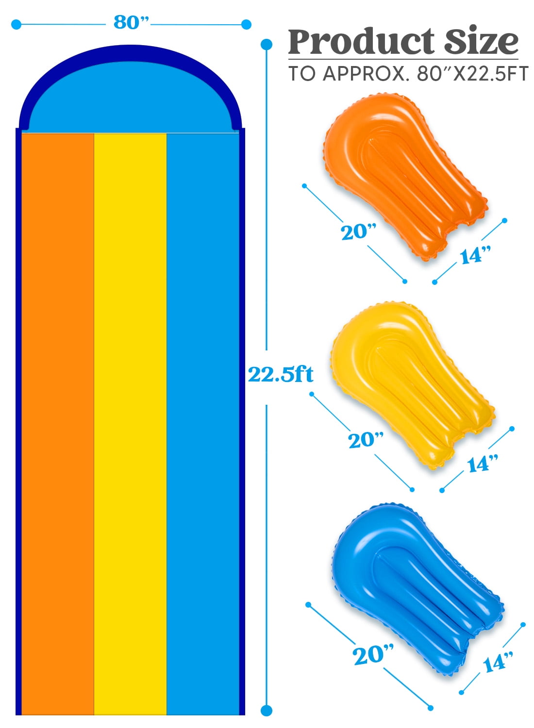 Kids Toys Entertainer - 22.5 Ft Triple Water Slide With