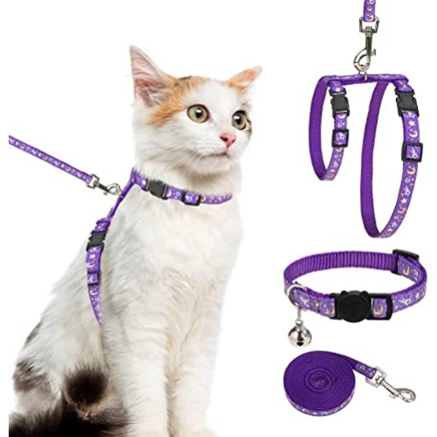 Glow In Dark Stars - Cat Harness with Leash and Collar