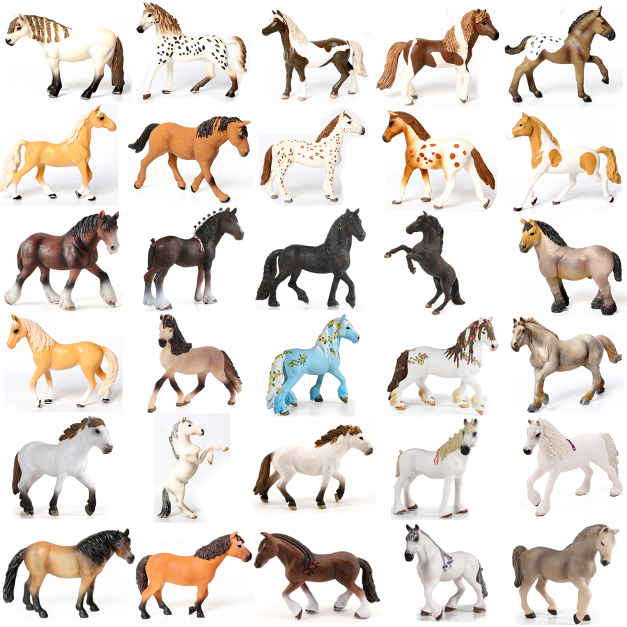 Kids Toys Under 1 Year - Realistic Horse Model Clydesdale,Mustang,Exmoor Stallion,Spotted Horses