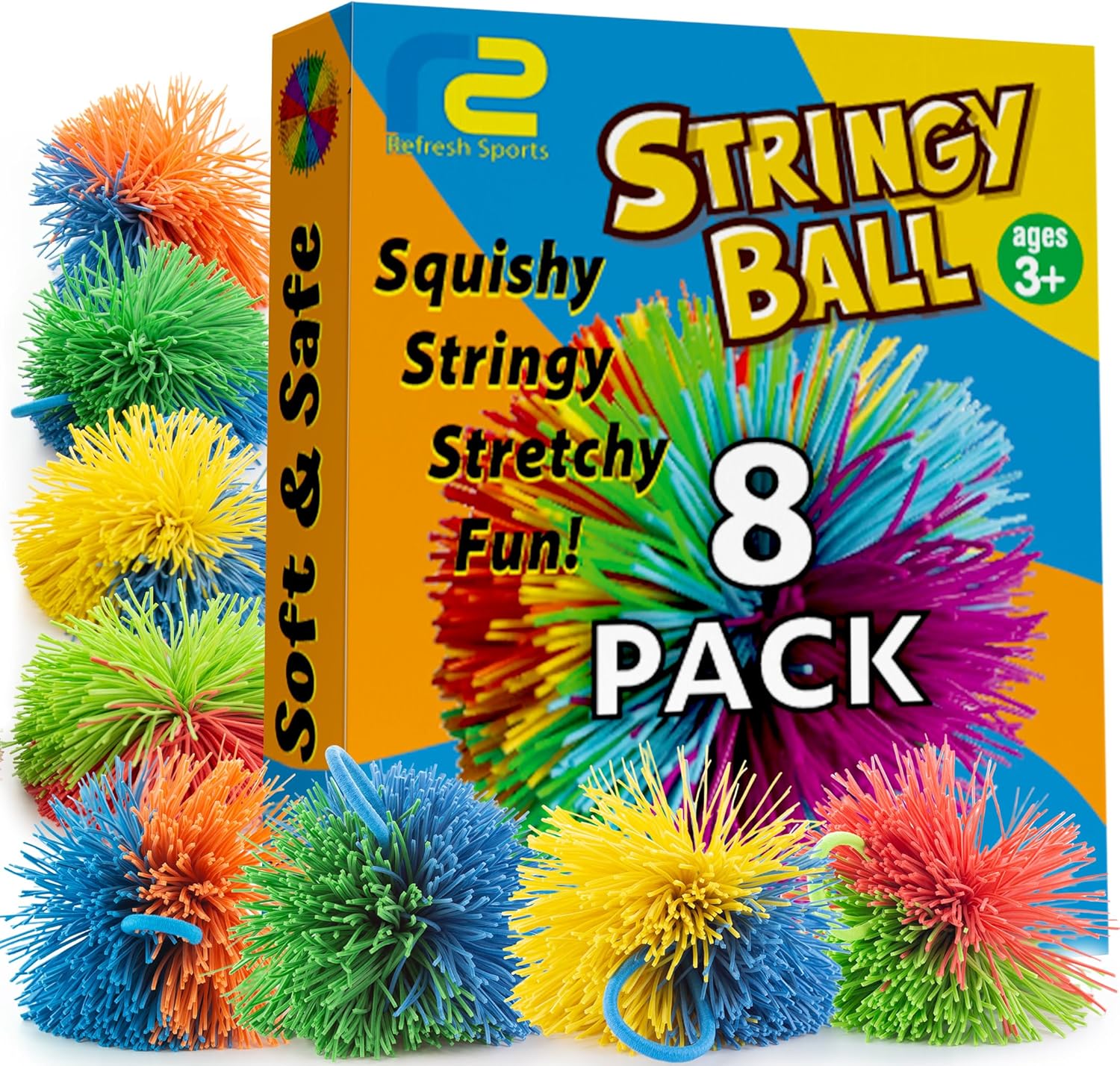 8 Pack Stringy Sensory Balls - - مراجعة Kids Toys Basket وسعره