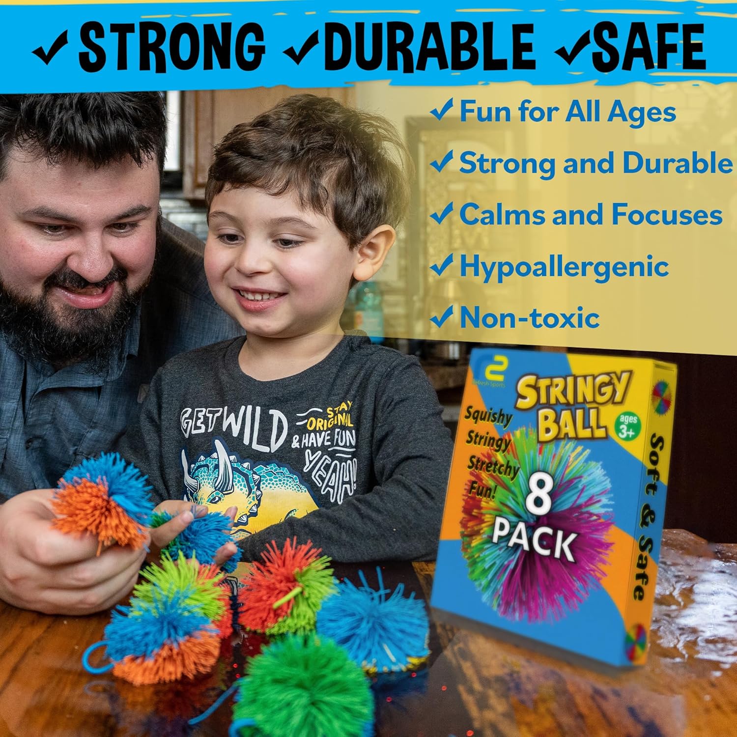 8 Pack Stringy Sensory Balls - - مراجعة Kids Toys Basket وسعره