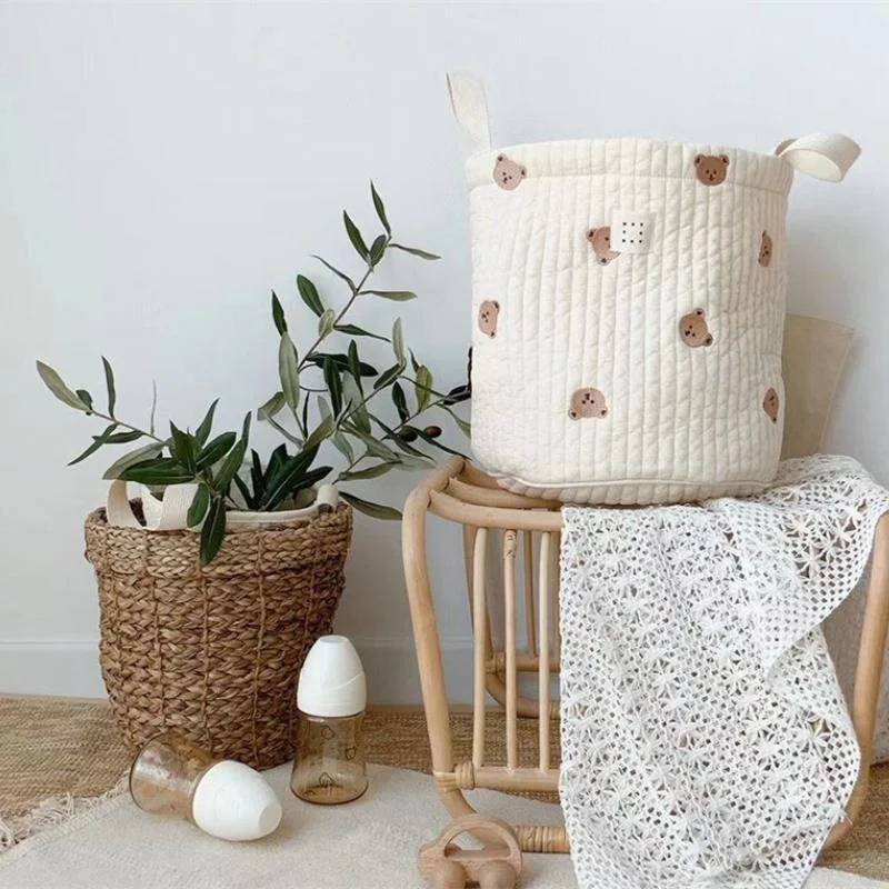 Cute Bear Embroidery Diaper Ba - مراجعة Kids Toys Basket وسعره
