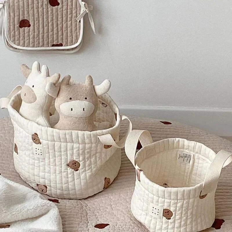 Cute Bear Embroidery Diaper Ba - مراجعة Kids Toys Basket وسعره