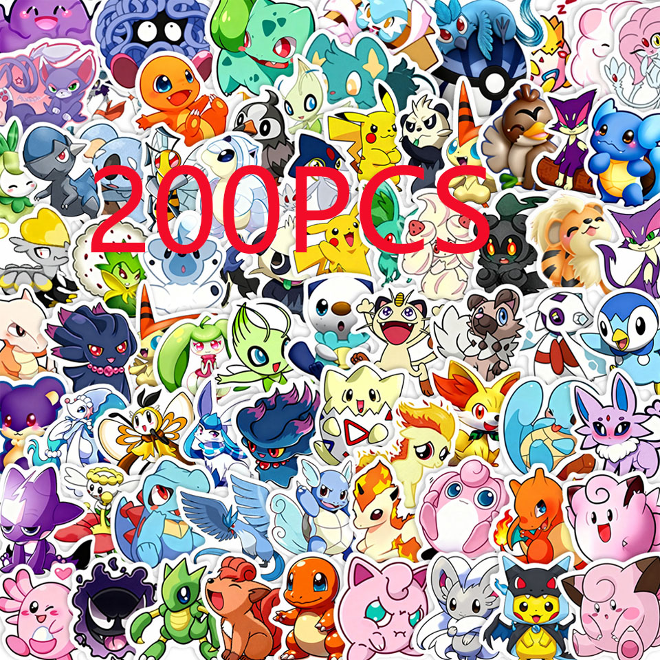 100/200pcs Pokemon Anime Stick - مراجعة Kids Toys Laptop وسعره