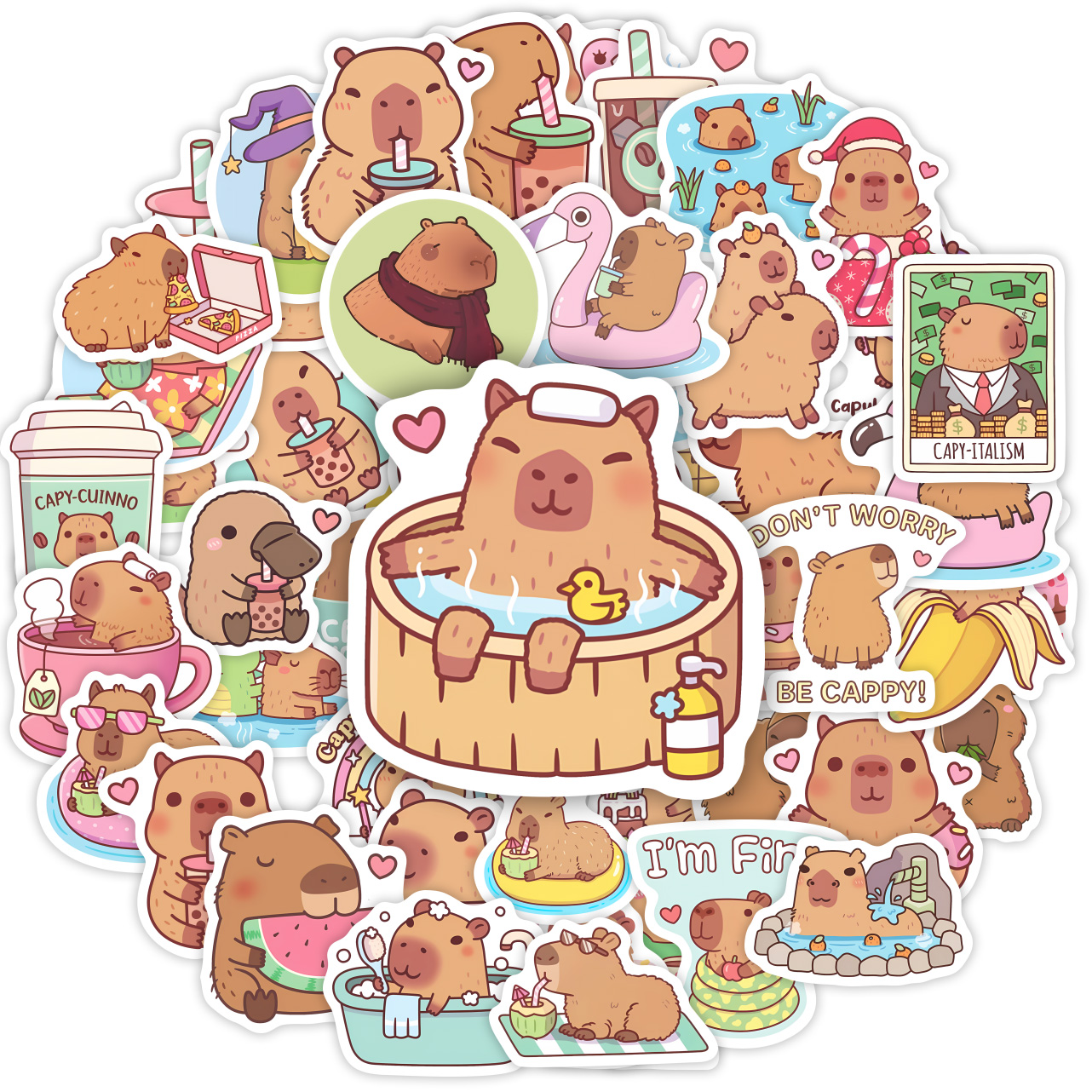 Cute Capybara Cafe Stickers Ca - مراجعة Kids Toys Laptop وسعره