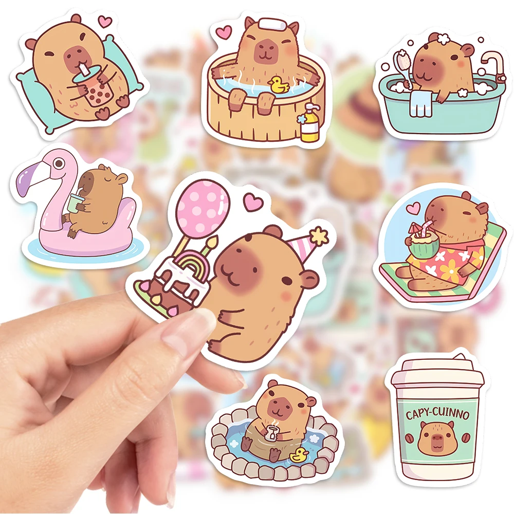 Cute Capybara Cafe Stickers Ca - مراجعة Kids Toys Laptop وسعره