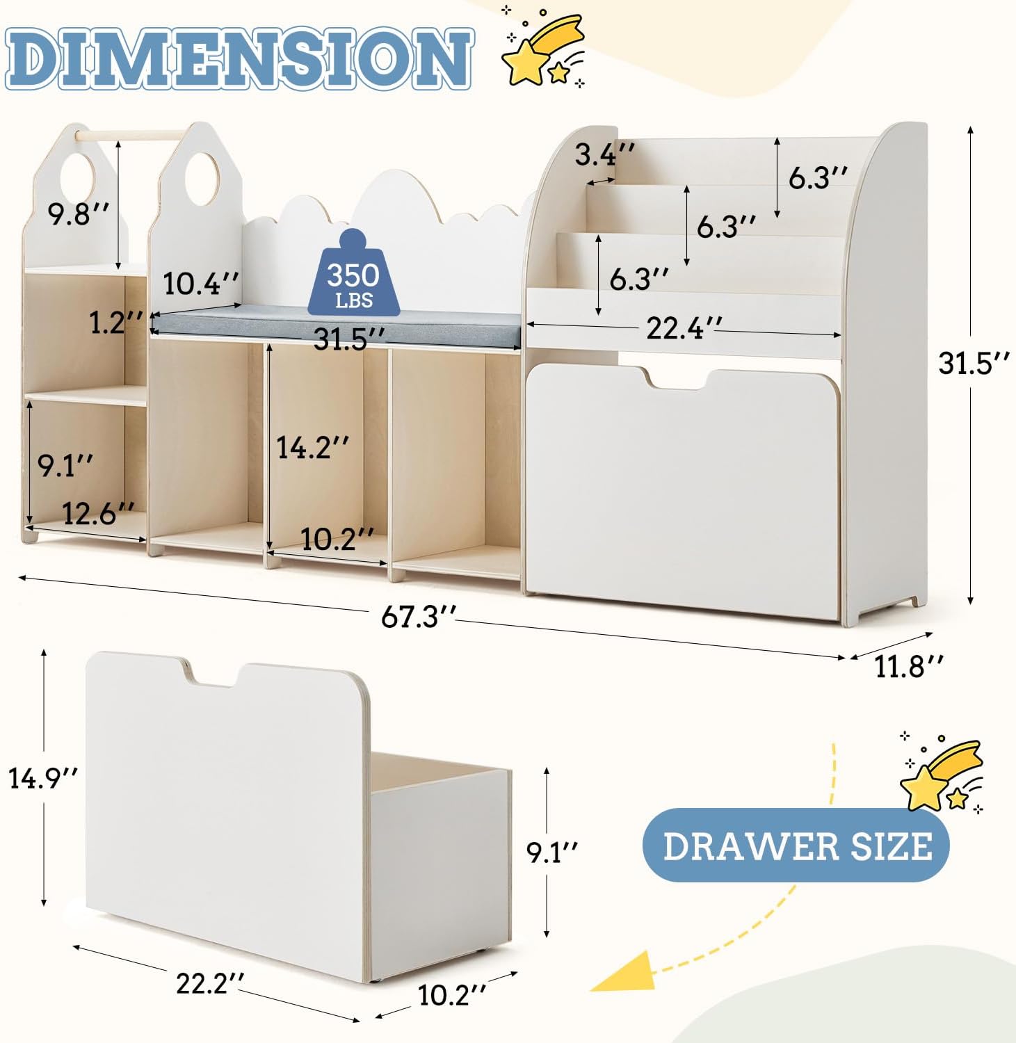 Kids Reading Nook With Bench C - مراجعة Kids Toys Drawers وسعره