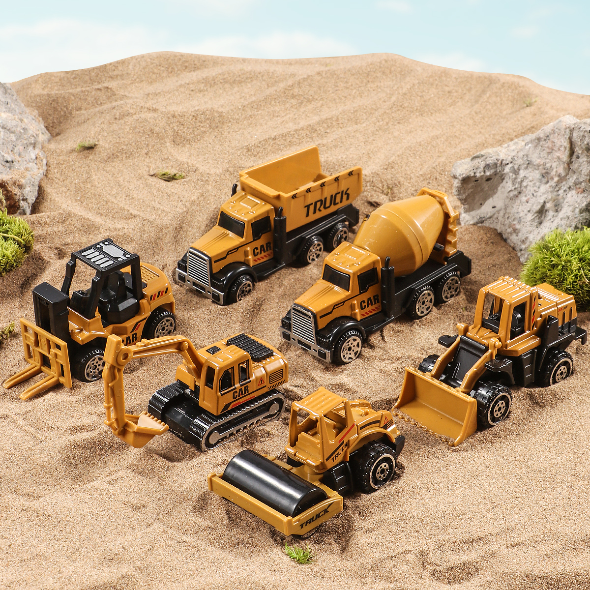 6pcs/Set Alloy Crane Truck Car - مراجعة Kids Toys Jcb وسعره