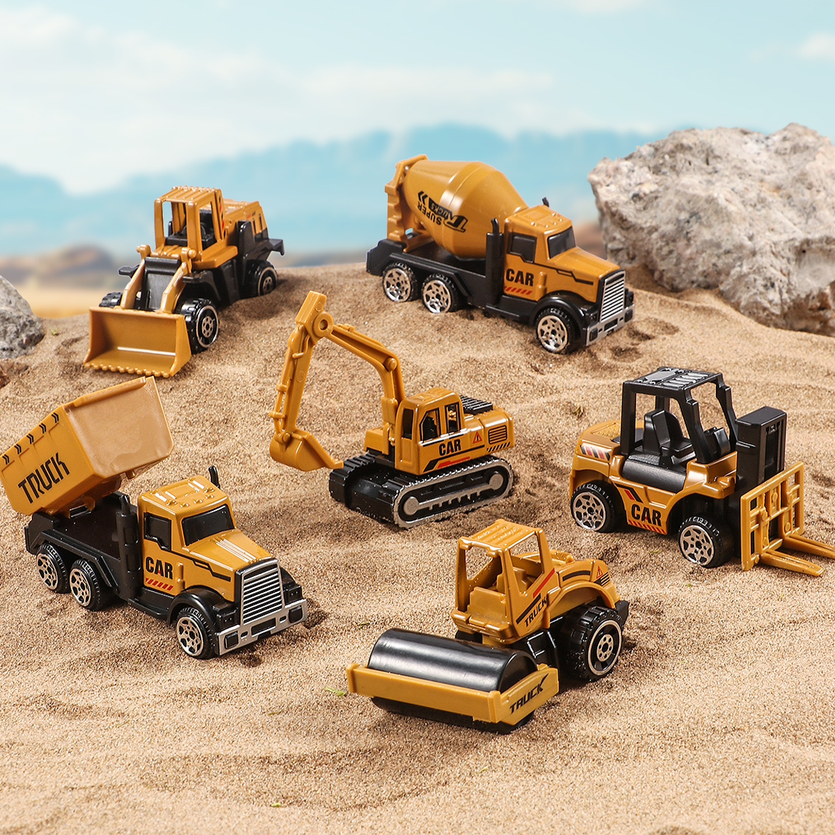 6pcs/Set Alloy Crane Truck Car - مراجعة Kids Toys Jcb وسعره