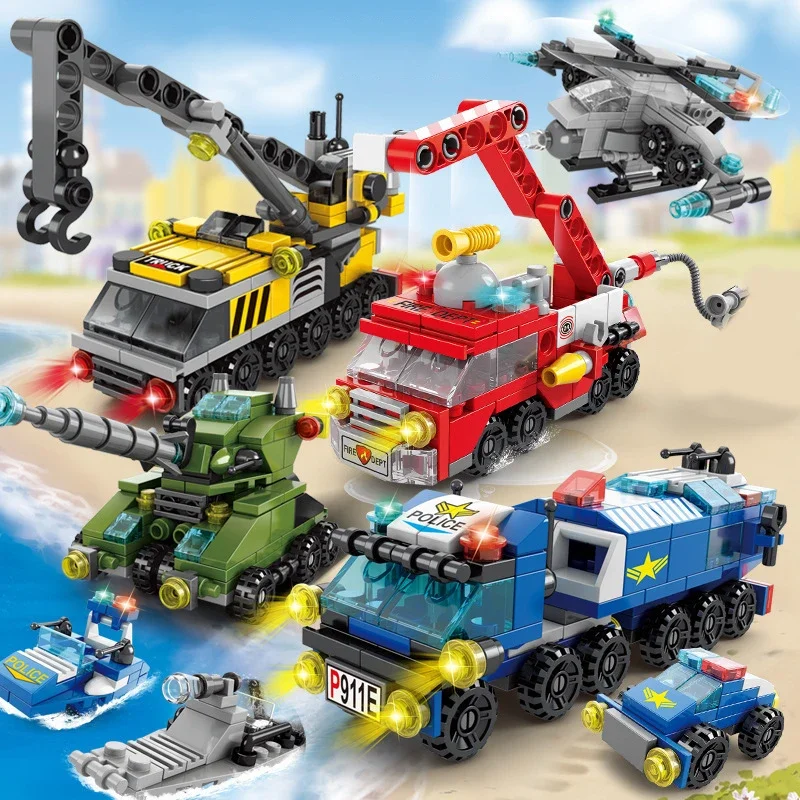 City Fire Car Building Blocks  - مراجعة Kids Toys Helicopter وسعره