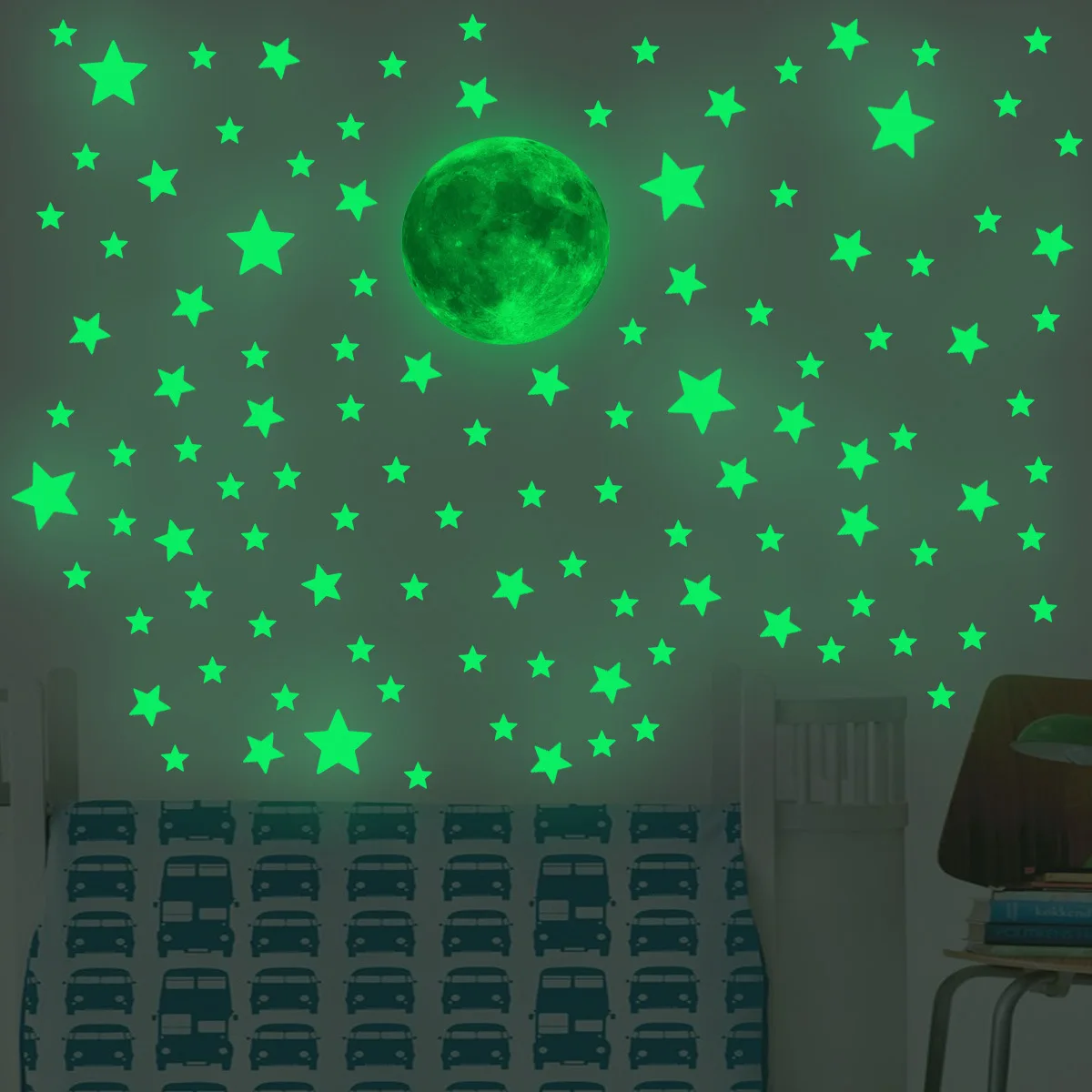 Luminous Moon Stars Wall Stick - مراجعة Glow In Dark Stars وسعره