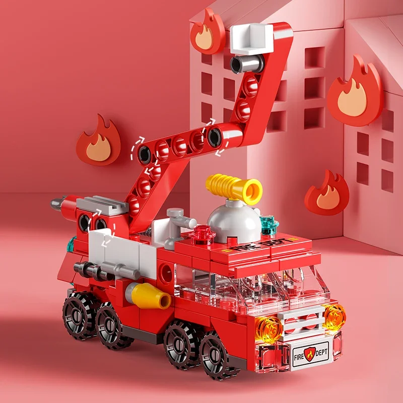City Fire Car Building Blocks  - مراجعة Kids Toys Helicopter وسعره
