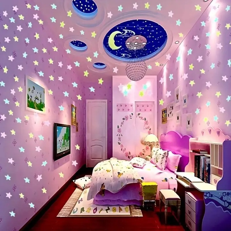 100 Pcs Colorful Glow in The D - مراجعة Glow In Dark Stars وسعره